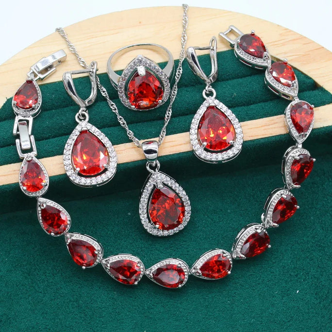 Fine 925 Silver Jewelry Set with Colored Topaz