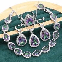 Fine 925 Silver Jewelry Set with Colored Topaz