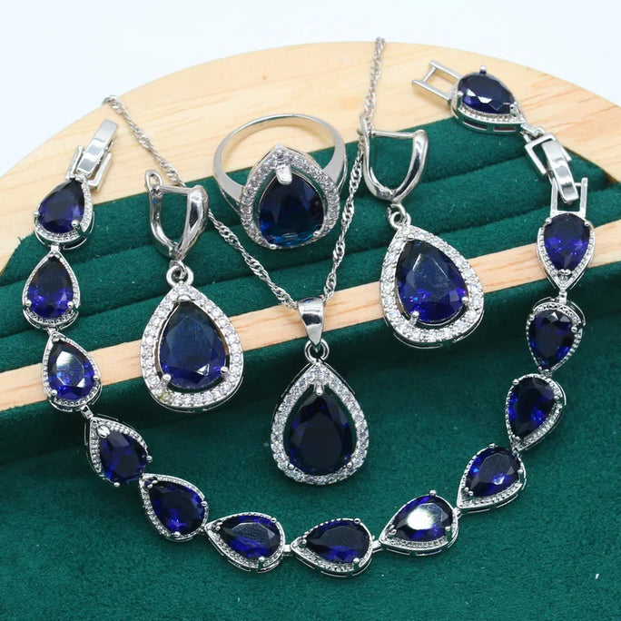 Fine 925 Silver Jewelry Set with Colored Topaz