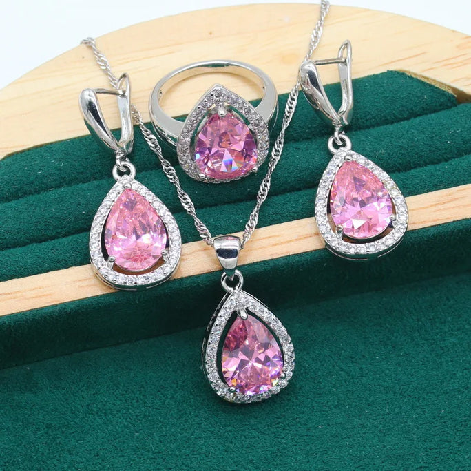 Fine 925 Silver Jewelry Set with Colored Topaz
