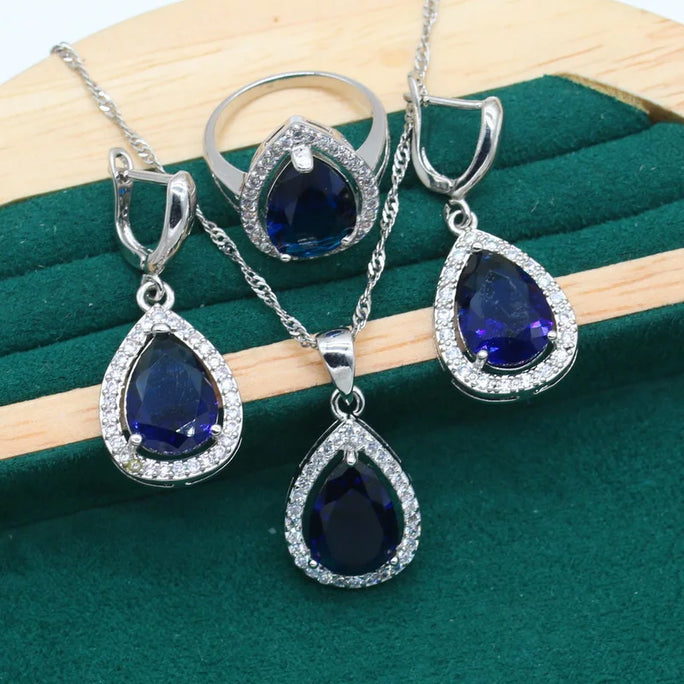 Fine 925 Silver Jewelry Set with Colored Topaz