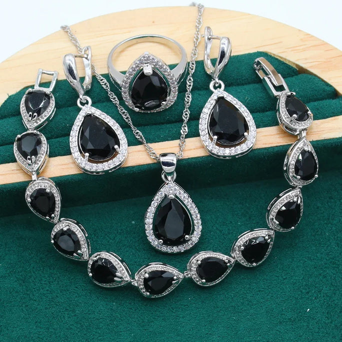 Fine 925 Silver Jewelry Set with Colored Topaz