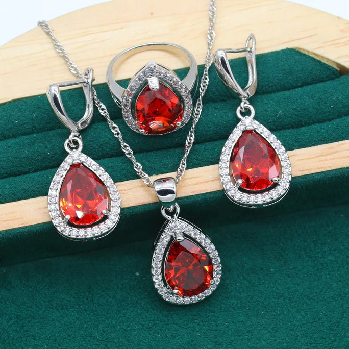 Fine 925 Silver Jewelry Set with Colored Topaz
