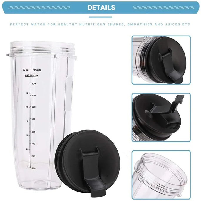 2 Pieces 32OZ Cups with Sip N Seal Compatible with Nutri Ninja Auto-iQ 1000W and Duo Blender