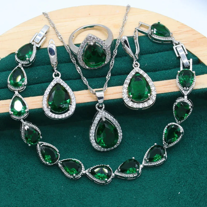 Fine 925 Silver Jewelry Set with Colored Topaz