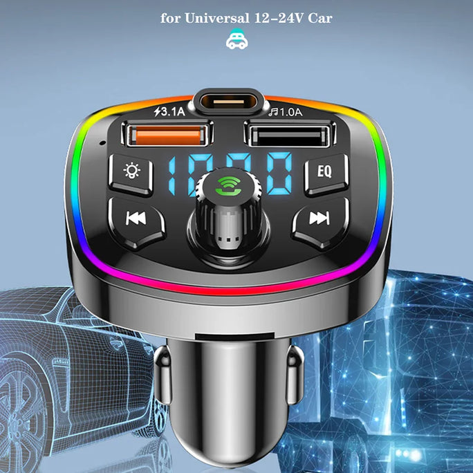 Bluetooth 5.0 FM Transmitter for Cars with USB Charger