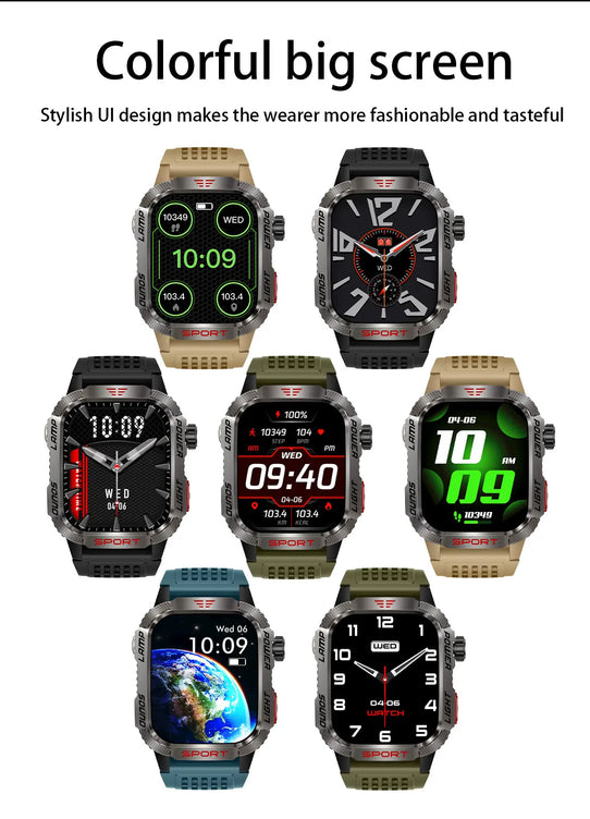 MISIRUN Smart Watch Men LED Flashlight Compass Altitude Air Pressure 100+ Sport Mode Fitness Tracker Outdoor Military Smartwatch