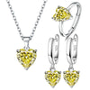 Set 925 Sterling Silver Heart Zircon