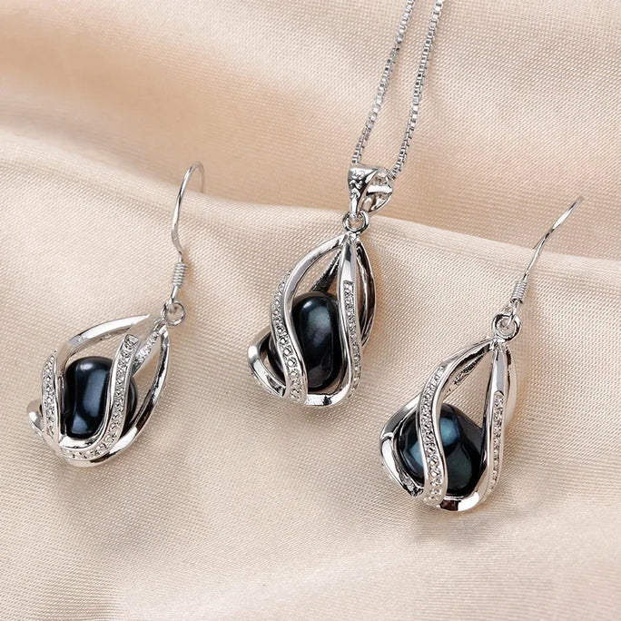Silver Set, Natural Freshwater Pearl