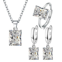 Sets 925 Sterling Silver Rectangle Geometry Zircon