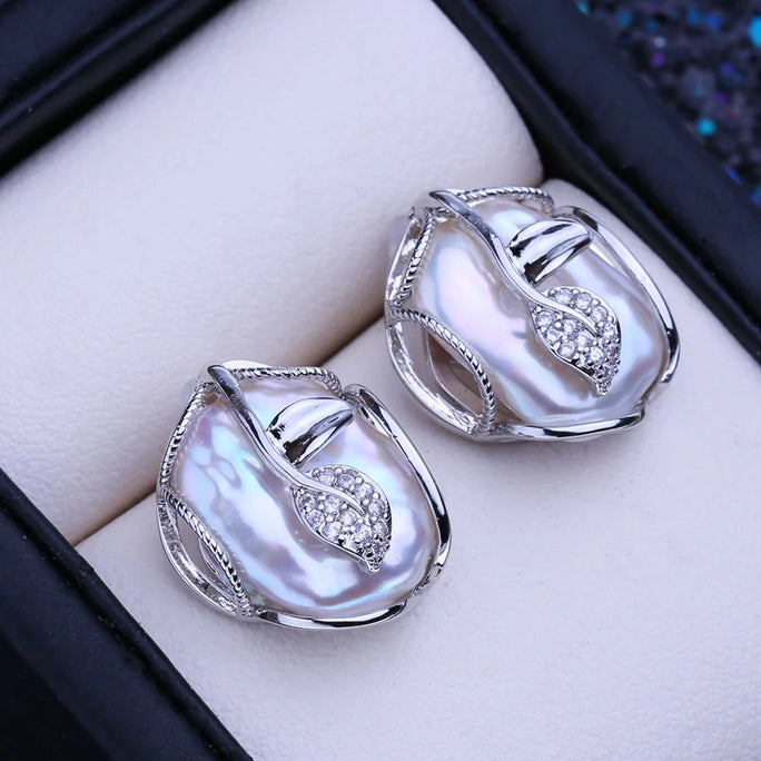 Silver Jewelry Set with Freshwater Baroque Pearls
