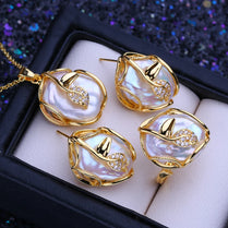 Silver Jewelry Set with Freshwater Baroque Pearls