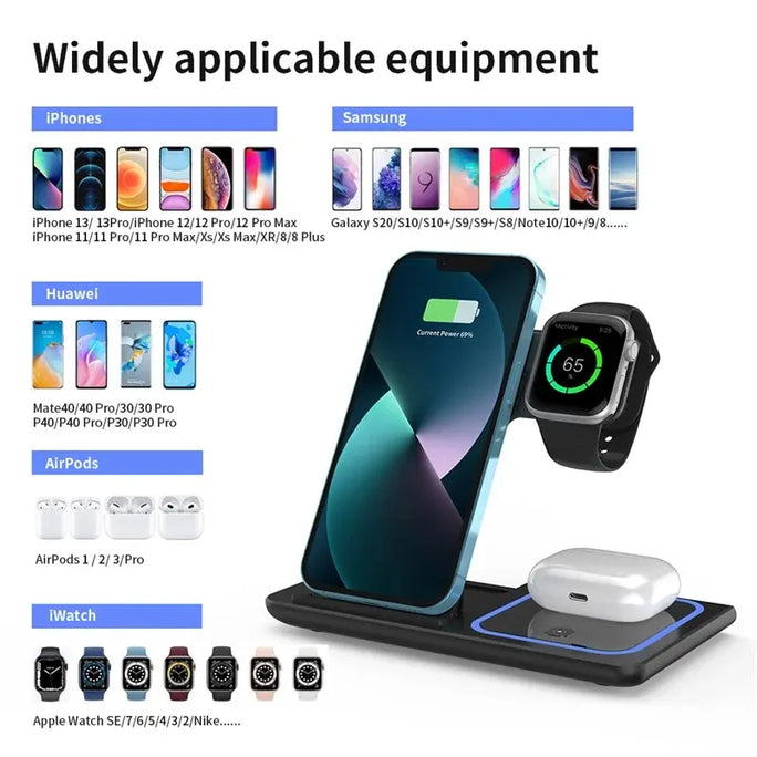 3 In 1 Wireless Charger Stand Pad