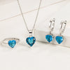 Set 925 Sterling Silver Heart Zircon