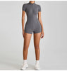 Short Sleeve Zipper Jumpsuit – Comfortable Activewear for Yoga & Fitness