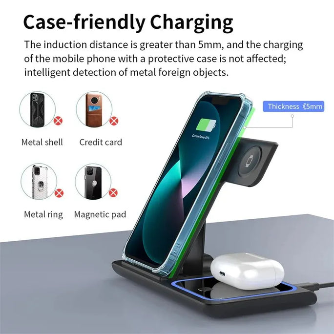 3 In 1 Wireless Charger Stand Pad