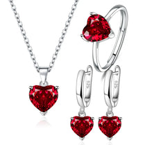 Set 925 Sterling Silver Heart Zircon