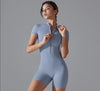 Short Sleeve Zipper Jumpsuit – Comfortable Activewear for Yoga & Fitness