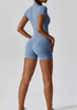 Short Sleeve Zipper Jumpsuit – Comfortable Activewear for Yoga & Fitness