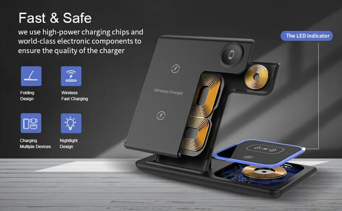 Portable Wireless 3-in-1 Charge .