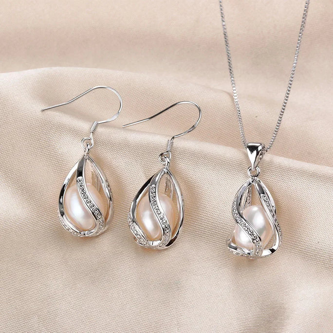 Silver Set, Natural Freshwater Pearl