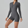 Short Sleeve Zipper Jumpsuit