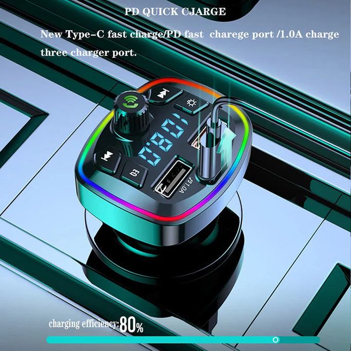 Bluetooth 5.0 FM Transmitter for Cars with USB Charger