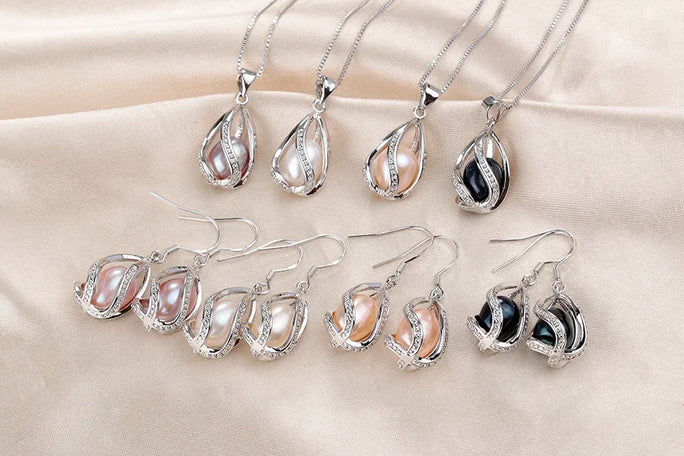 Silver Set, Natural Freshwater Pearl
