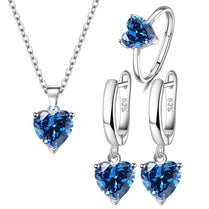 Set 925 Sterling Silver Heart Zircon