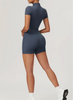 Short Sleeve Zipper Jumpsuit – Comfortable Activewear for Yoga & Fitness