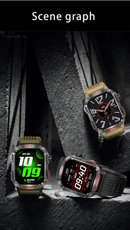 MISIRUN Smart Watch Men LED Flashlight Compass Altitude Air Pressure 100+ Sport Mode Fitness Tracker Outdoor Military Smartwatch