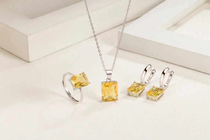 Sets 925 Sterling Silver Rectangle Geometry Zircon