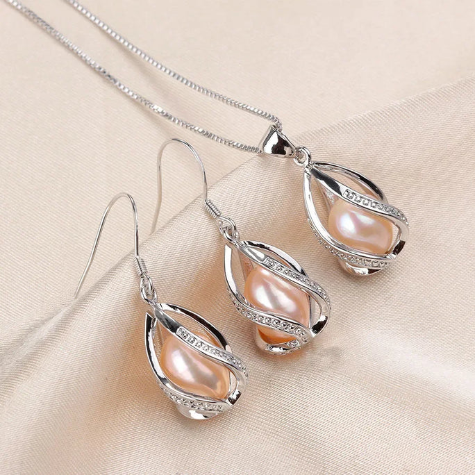 Silver Set, Natural Freshwater Pearl