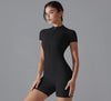 Short Sleeve Zipper Jumpsuit – Comfortable Activewear for Yoga & Fitness
