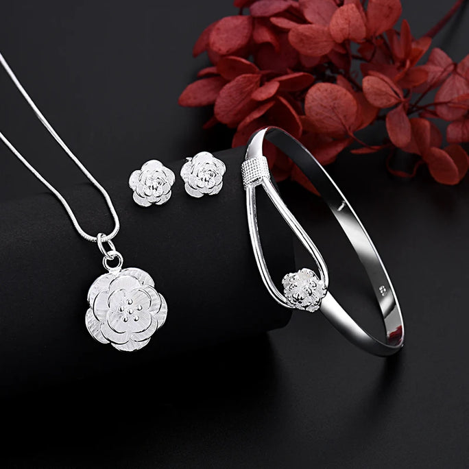 Set Jewelry  925 Silver : Flower