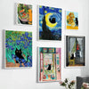 Schwarze Katze und Van Gogh Leinwandbild