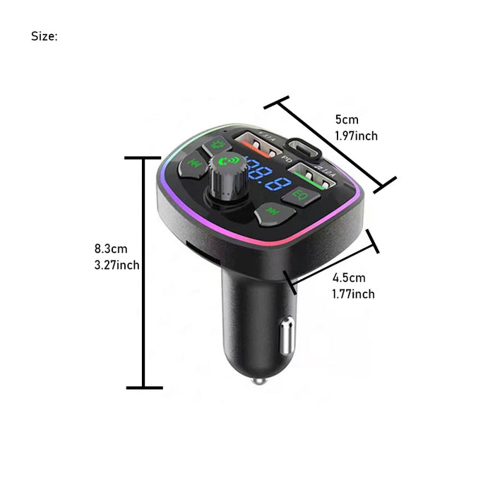 Bluetooth 5.0 FM Transmitter for Cars with USB Charger