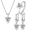 Set 925 Sterling Silver Heart Zircon