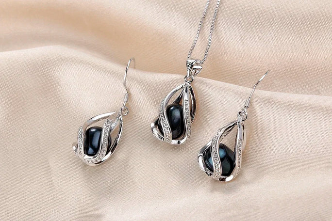 Silver Set, Natural Freshwater Pearl