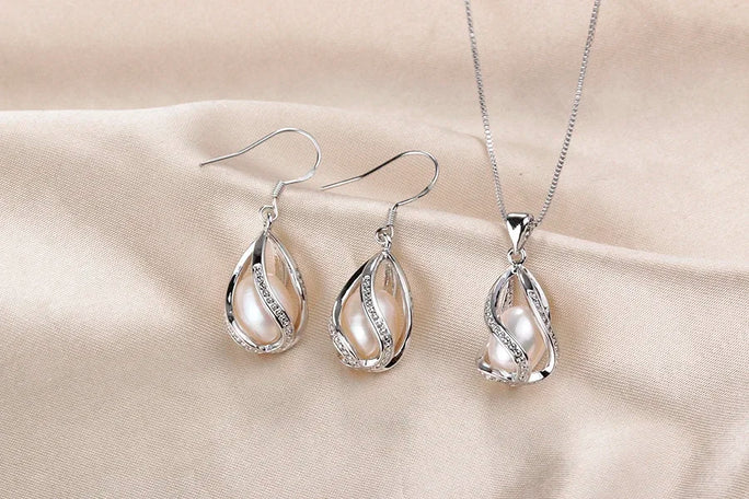 Silver Set, Natural Freshwater Pearl