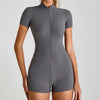 Short Sleeve Zipper Jumpsuit – Comfortable Activewear for Yoga & Fitness