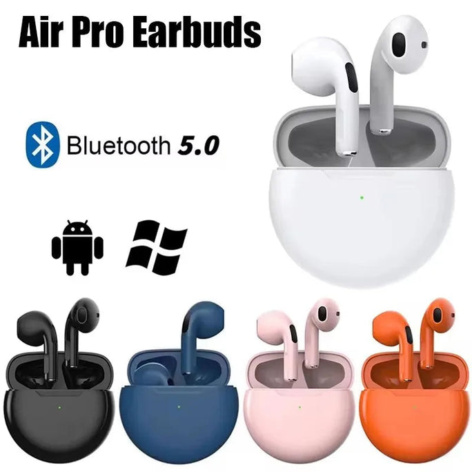 Pro 6 TWS Bluetooth Earbuds - Stereo Sound & Charging Case