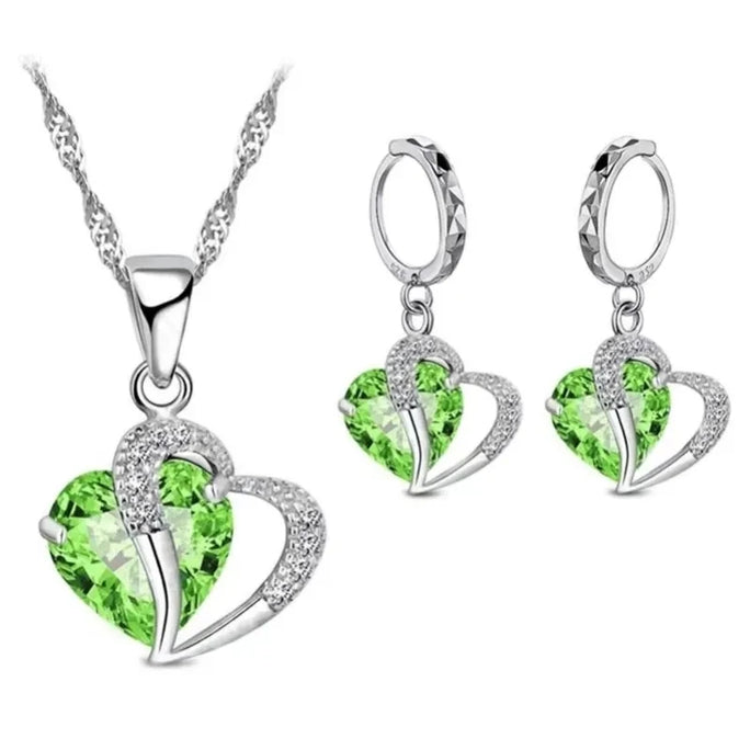 Luxury 925 Sterling Silver Heart Zircon Jewelry Set