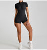 Short Sleeve Zipper Jumpsuit – Comfortable Activewear for Yoga & Fitness