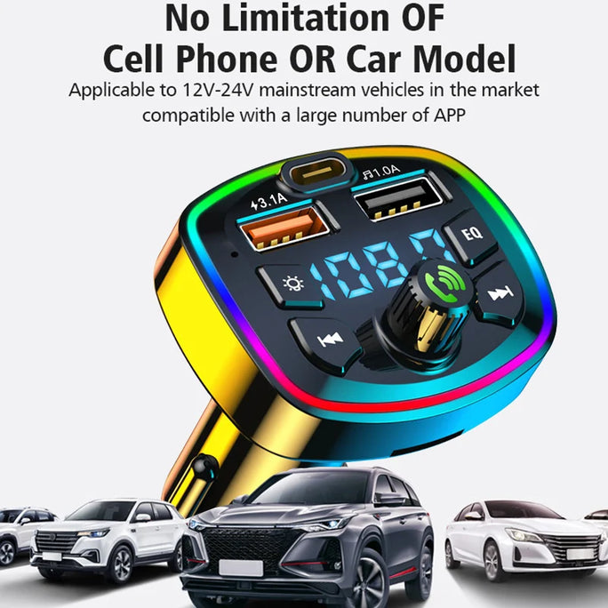 Bluetooth 5.0 FM Transmitter for Cars with USB Charger