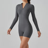 Short Sleeve Zipper Jumpsuit