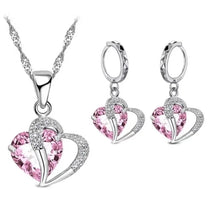 Luxury 925 Sterling Silver Heart Zircon Jewelry Set