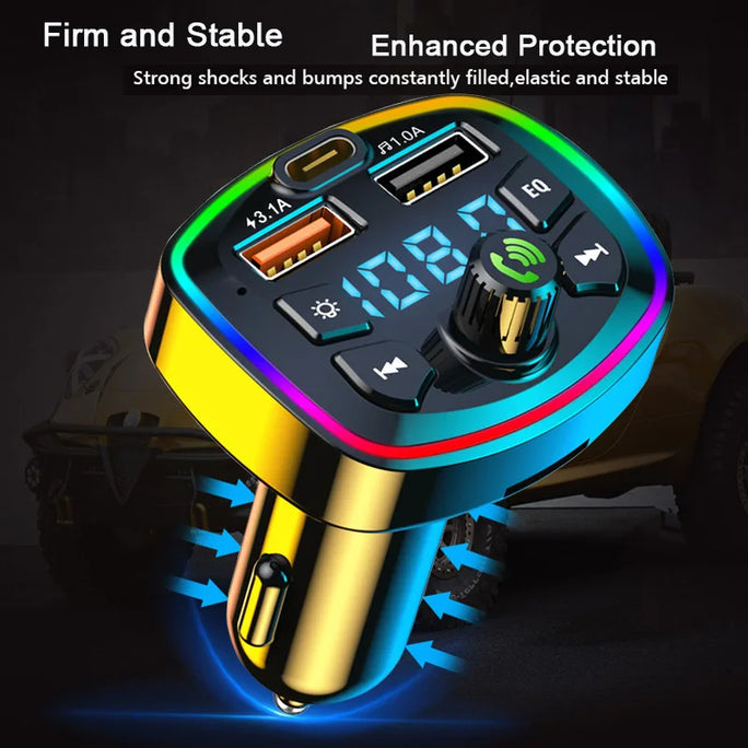 Bluetooth 5.0 FM Transmitter for Cars with USB Charger