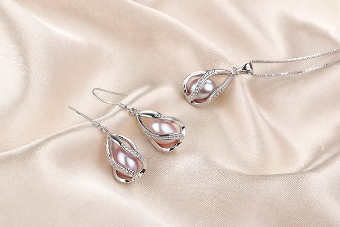 Silver Set, Natural Freshwater Pearl