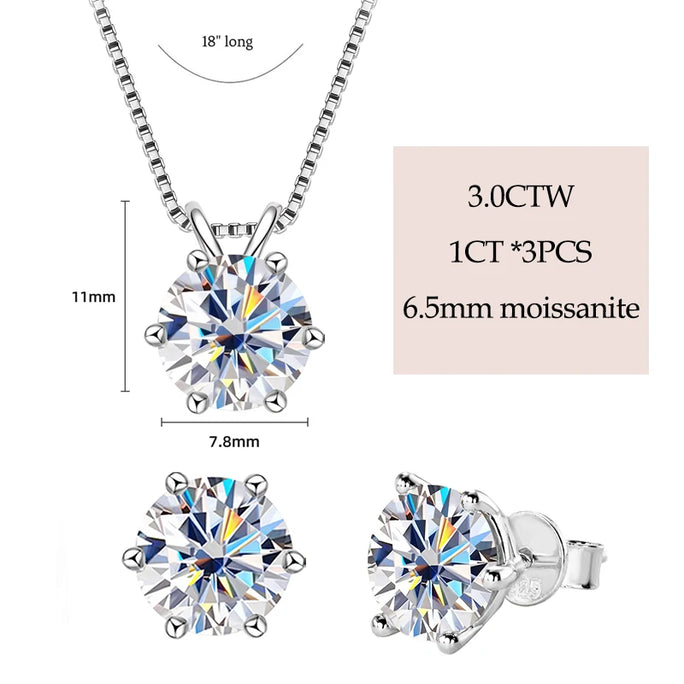925 Silver Moissanite Jewelry Set